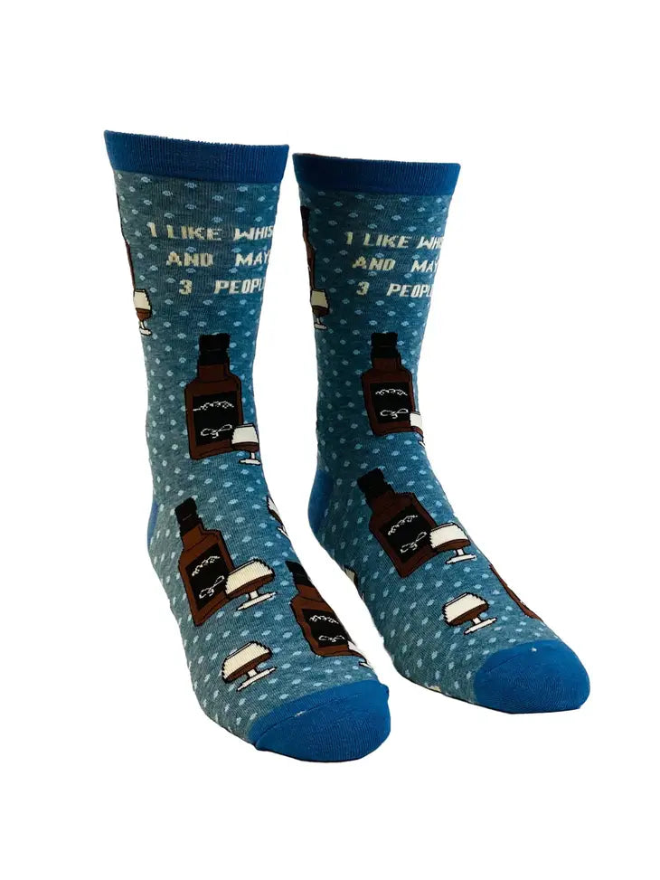 Men's I Like Whiskey and Maybe 3 People Socks Funny Drinking