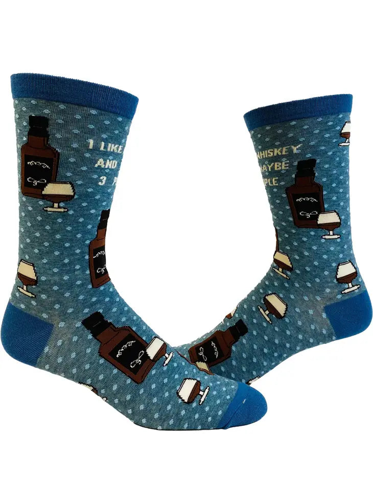 Men's I Like Whiskey and Maybe 3 People Socks Funny Drinking