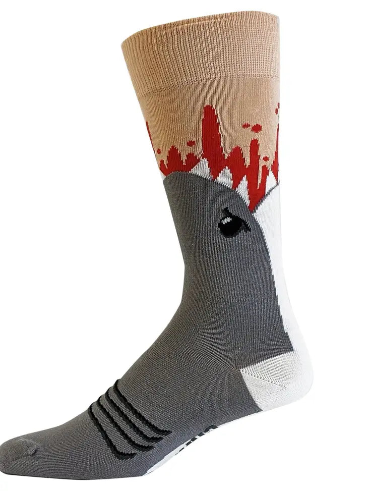 Mens Shark Attack Socks Cool Sock for Vacation Funny Design